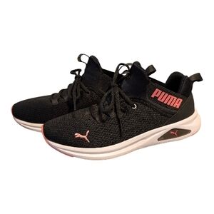 Women's Puma Black Sneakers with Pink Insole Accent Size 8.5.